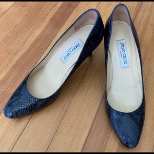 Jimmy Choo Snakeskin Navy Pumps